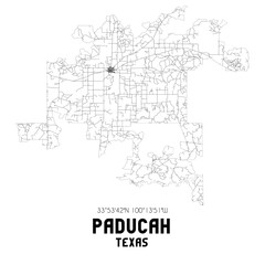 Paducah Texas. US street map with black and white lines.