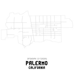 Palermo California. US street map with black and white lines.