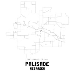 Palisade Nebraska. US street map with black and white lines.