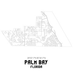Palm Bay Florida. US street map with black and white lines.