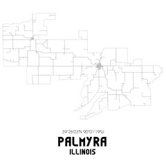 Palmyra Illinois. US street map with black and white lines.