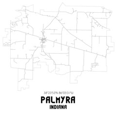 Palmyra Indiana. US street map with black and white lines.