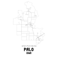 Palo Iowa. US street map with black and white lines.