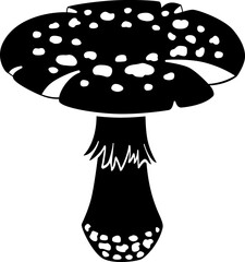 Fly agaric, large poisonous mushroom - vector silhouette picture for logo or pictogram. Amanita - poisonous spotted mushroom for icon or sign