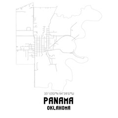 Panama Oklahoma. US street map with black and white lines.