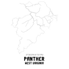 Panther West Virginia. US street map with black and white lines.