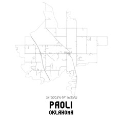 Paoli Oklahoma. US street map with black and white lines.