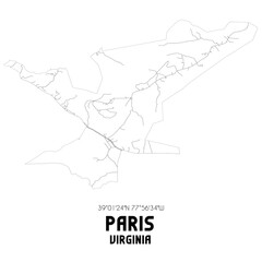 Paris Virginia. US street map with black and white lines.