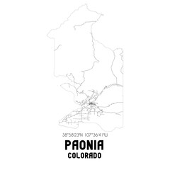 Paonia Colorado. US street map with black and white lines.