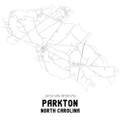 Parkton North Carolina. US street map with black and white lines.