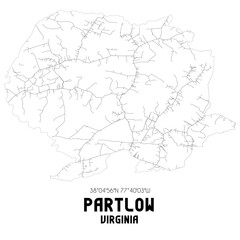 Partlow Virginia. US street map with black and white lines.