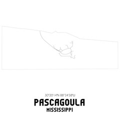 Pascagoula Mississippi. US street map with black and white lines.