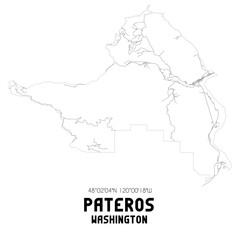 Pateros Washington. US street map with black and white lines.