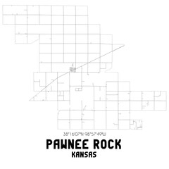 Pawnee Rock Kansas. US street map with black and white lines.