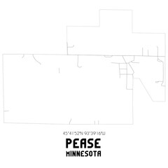 Pease Minnesota. US street map with black and white lines.