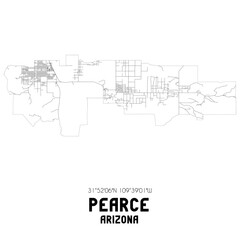 Pearce Arizona. US street map with black and white lines.