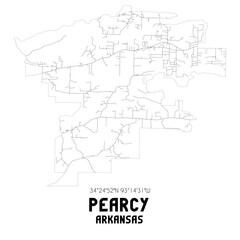 Pearcy Arkansas. US street map with black and white lines.