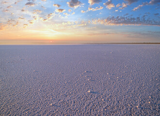 Sunset Genichesk pink  salty lake, Ukraine