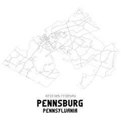 Pennsburg Pennsylvania. US street map with black and white lines.