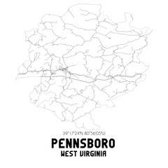 Pennsboro West Virginia. US street map with black and white lines.