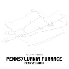 Pennsylvania Furnace Pennsylvania. US street map with black and white lines.