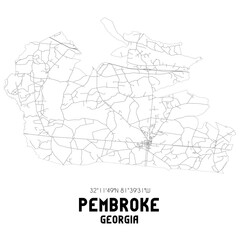 Pembroke Georgia. US street map with black and white lines.