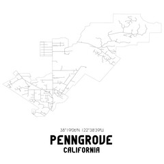 Penngrove California. US street map with black and white lines.