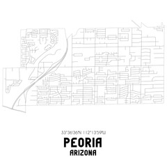Fototapeta premium Peoria Arizona. US street map with black and white lines.