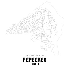 Pepeekeo Hawaii. US street map with black and white lines.