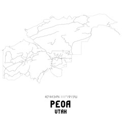 Peoa Utah. US street map with black and white lines.
