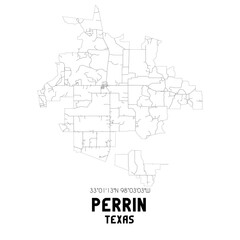 Perrin Texas. US street map with black and white lines.