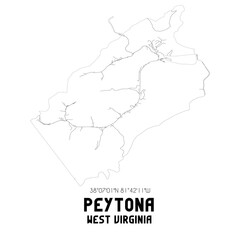Peytona West Virginia. US street map with black and white lines.