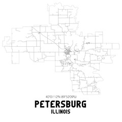 Petersburg Illinois. US street map with black and white lines.