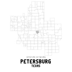 Petersburg Texas. US street map with black and white lines.