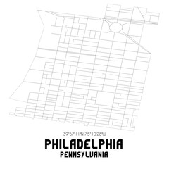 Philadelphia Pennsylvania. US street map with black and white lines.