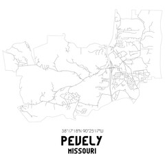 Obraz premium Pevely Missouri. US street map with black and white lines.