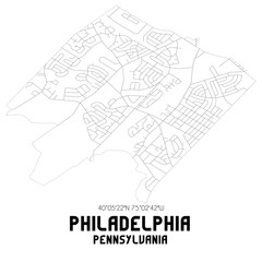 Philadelphia Pennsylvania. US street map with black and white lines.