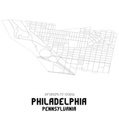 Philadelphia Pennsylvania. US street map with black and white lines.
