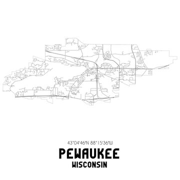 Pewaukee Wisconsin. US street map with black and white lines.