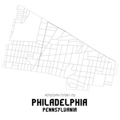 Philadelphia Pennsylvania. US street map with black and white lines.