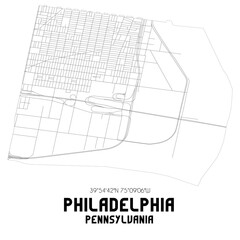 Philadelphia Pennsylvania. US street map with black and white lines.