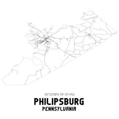 Philipsburg Pennsylvania. US street map with black and white lines.