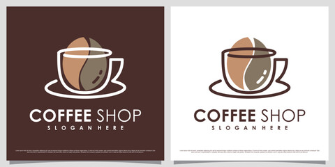 Coffee logo design template for cafe or restaurant with cup icon and creative element