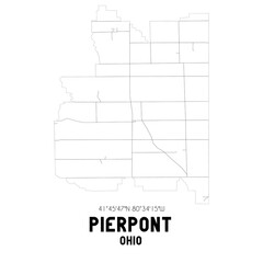 Pierpont Ohio. US street map with black and white lines.
