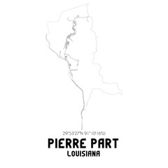 Pierre Part Louisiana. US street map with black and white lines.