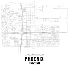 Fototapeta na wymiar Phoenix Arizona. US street map with black and white lines.