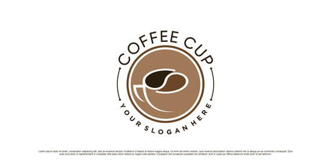 Coffee logo design template for cafe or restaurant with cup icon and creative element