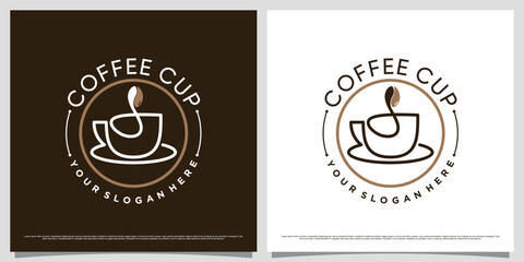 Coffee logo design template for cafe or restaurant with cup icon and creative element