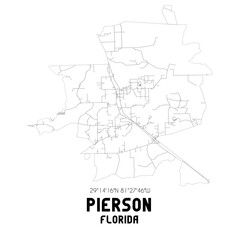 Pierson Florida. US street map with black and white lines.