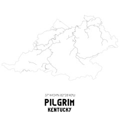 Pilgrim Kentucky. US street map with black and white lines.